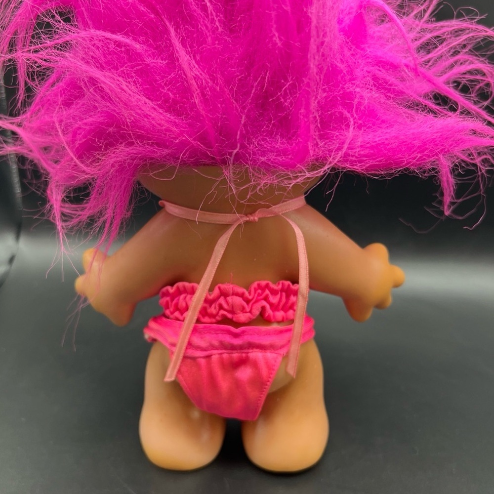 Vintage Russ Troll Doll Pink Hair Two Piece Swim Bathing Suit Pink Bikini - Picture 4 of 12